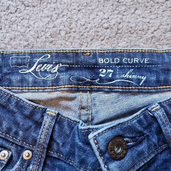 Women's Size 27 Levi's Skinny Low-Rise Bold Curve Blue Jeans - Picture 3 of 7